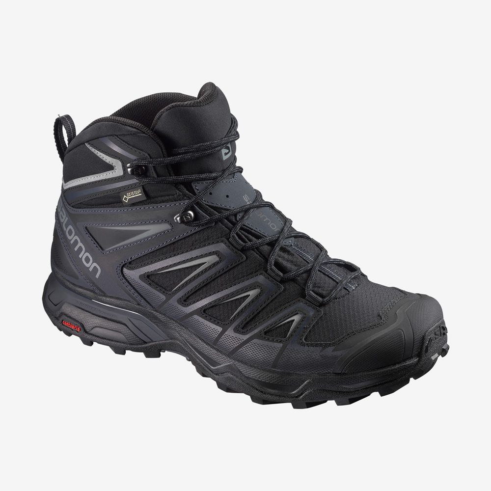 Salomon Singapore Mens Hiking Boots - X ULTRA 3 WIDE MID GORE-TEX Black | 08536-ACXY